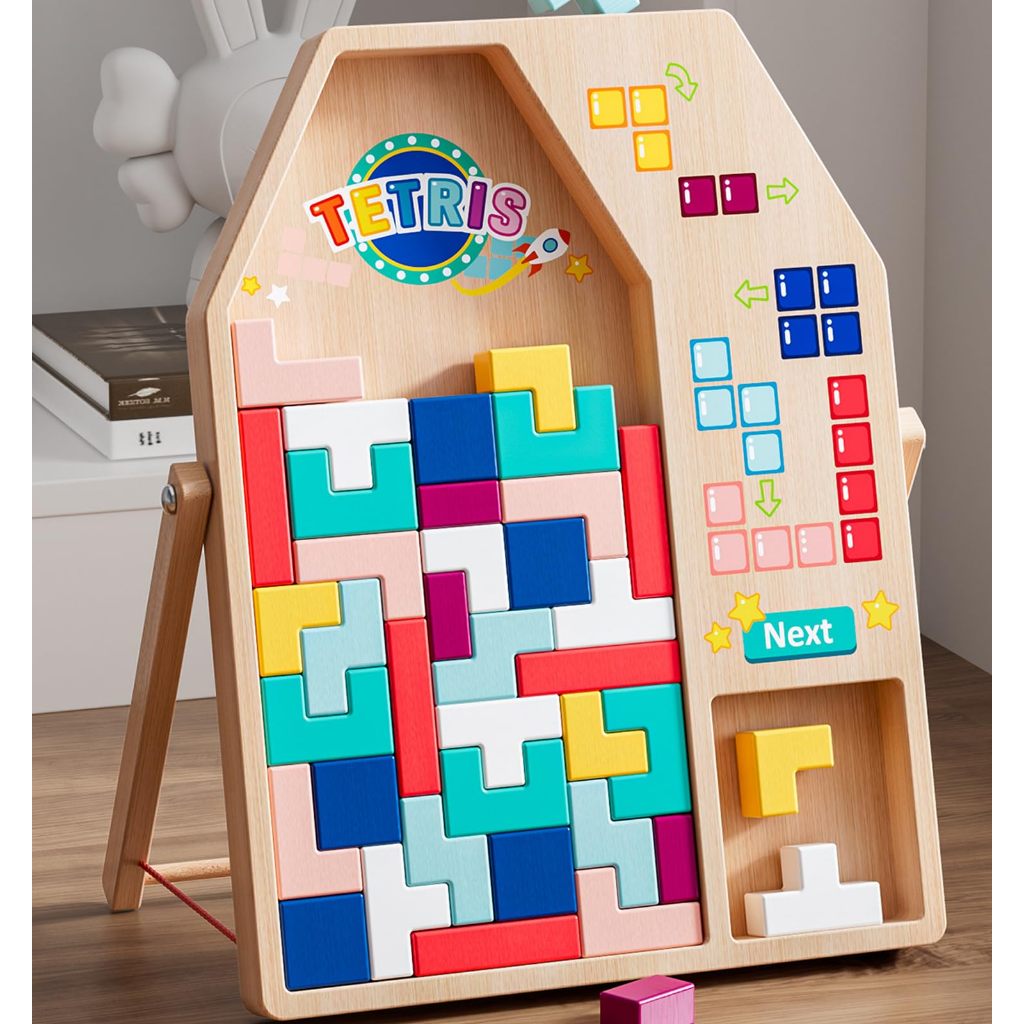 Tetris Brinquedo Educativo Montar Jogo Quebra - Cabeça Infantil  madeira Jogo montessori Interativo Pai-Filho