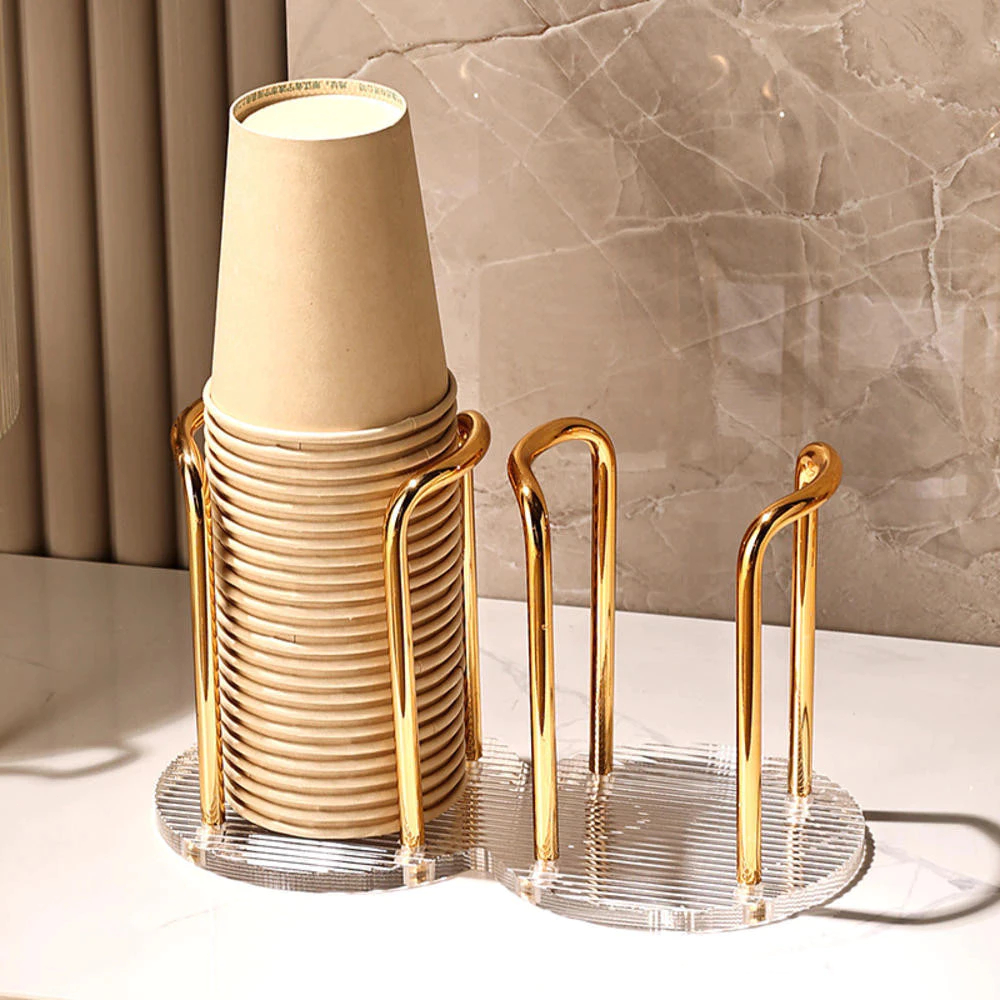 Suporte Para dourado Copos Acrílico Descartável De Chá De Água Prateleira Organizador Doméstico