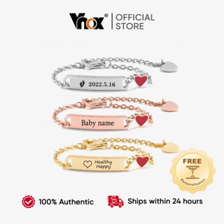 Vnox Pulseira De Bebê Com Nome De Coração Ajustável Para Crianças De 0-6 Anos em Oferta na Shopee