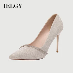 IELGY Sapatos Femininos De Dama De Honra Estilo Coreano Com Bico Fino E Salto Alto Strass