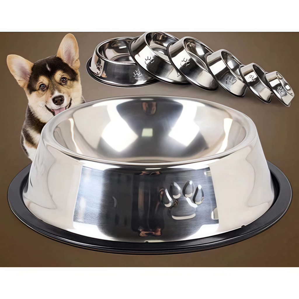 Comedouro Inox Para Câes E Gatos - Pote Comida Ração Água Vasilha Inox Antiderrapante