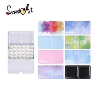 SeamiArt Portátil Clássico Aquarela Dobrável Caixa De Pintura De Metal Com 24 Peças De Meia Panela Magnética em Oferta na Shopee