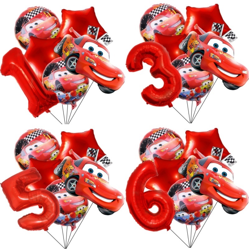 6 Pçs/set McQueen Carros Balões De Folha De Hélio Número 0-9 Tema De Corrida Crianças Festa De Aniversário Suprimentos D em Oferta na Shopee