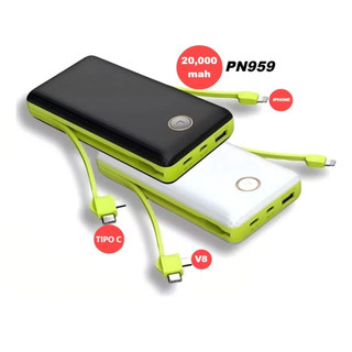 Power Bank 20000mAh com 3 Cabos Embutidos, Carregador Portátil para iPhone e Android PN-9…