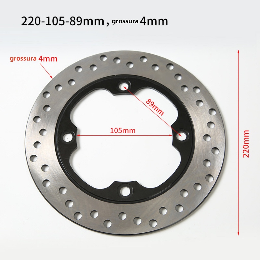 Disco de freio para motocicleta 220, diâmetro interno 105 mm - abertura 98 mm - espessura 4 mm