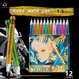 Marcador Acrílico Permanente Para Desenho 2/12Cor Impermeável Caneta Brush Metálico Material De Arte em Oferta na Shopee