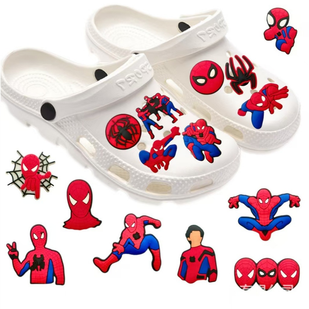 18 Pçs/set Anime Peter Homem-Aranha Sapato Encantos Dos Desenhos Animados Clog Sandália Decorações Acessórios De Chinelo