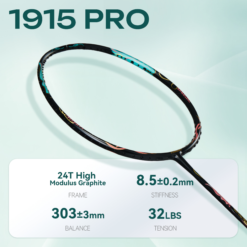 Raquete De Badminton Kawasaki 1915 PRO 5U 18-32LBS Adequada Para Jogadores Fesionais Fibra De Carbono Super Leve Fácil C