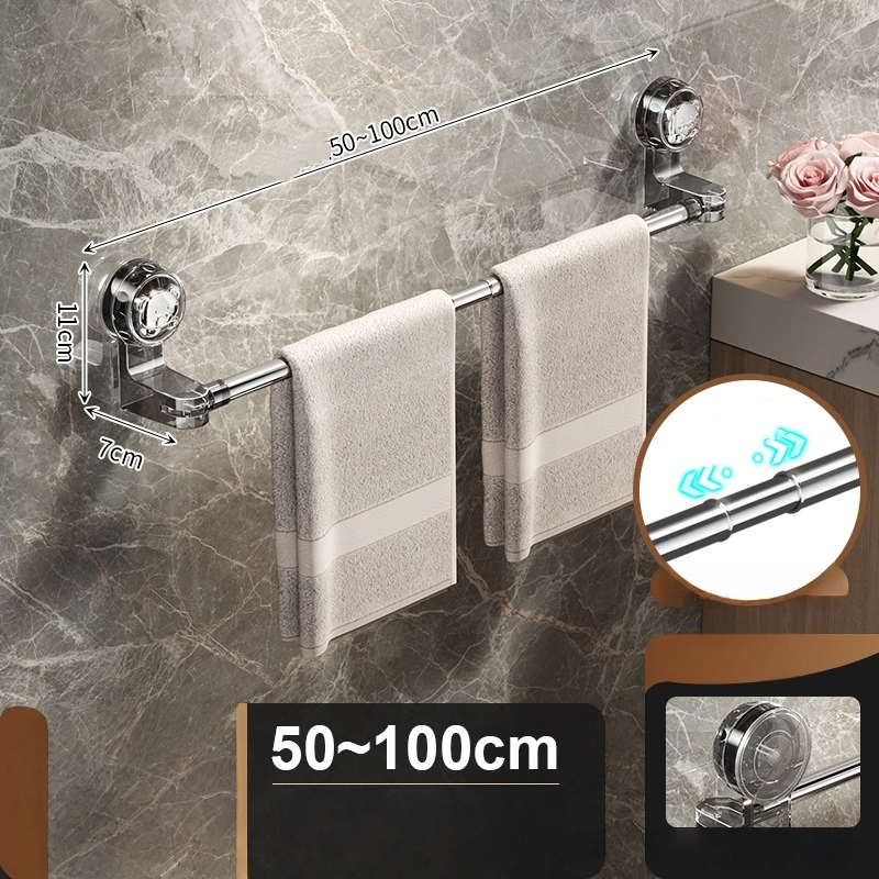 Suporte Porta Toalha Com Ventosa Retrátil Não Perfurada Com Haste Inox