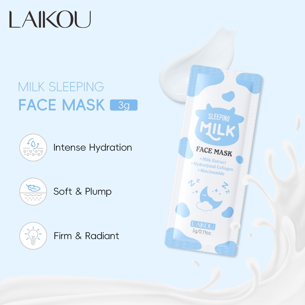 LAIKOU Milk Sleeping Face Mask Hidratante Noturno-Infundido Com Extrato De Leite , Colágeno E Niacinamida Para Pele Maci