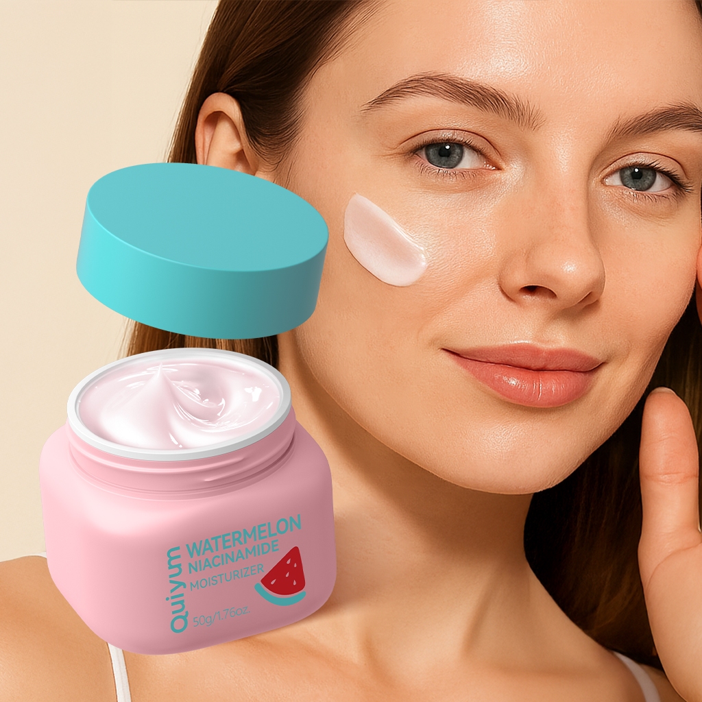 Hidratante Melancia Glow-Boosting QUIYUM – Hidratação Profunda + Iluminador Com Niacinamida E Colágeno 50g