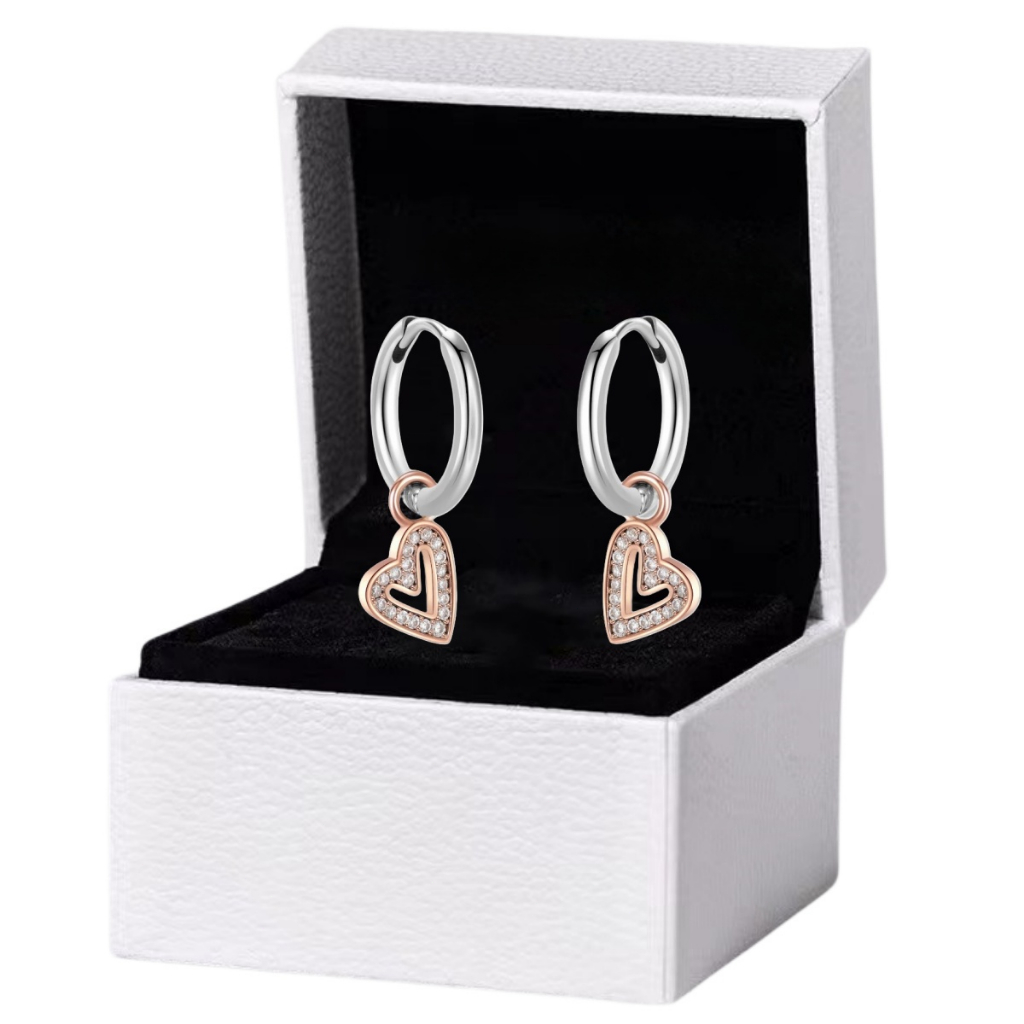 Brincos de coração pintados à mão deslumbrantes femininos | Presente Premium em Prata 925 em Oferta na Shopee