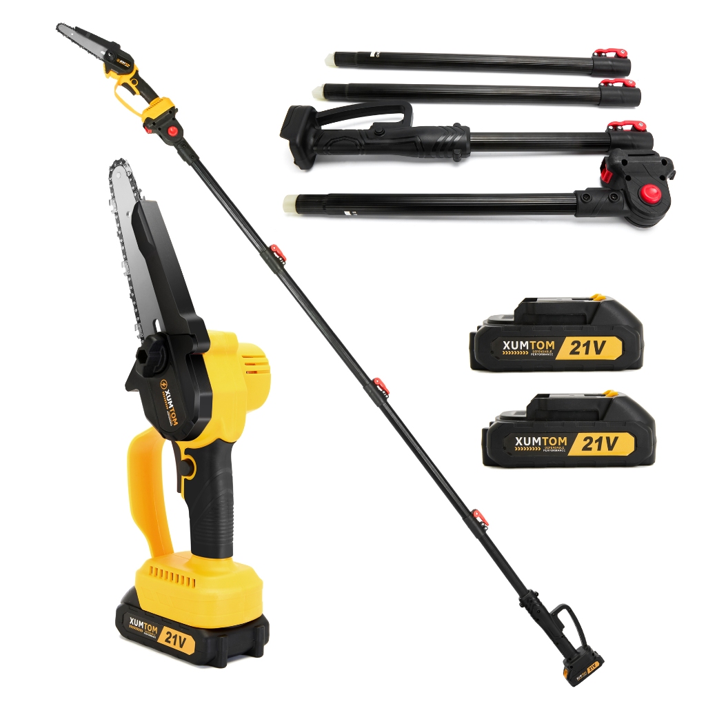 Motosserra Podador Tesoura Elétrica Portátil 1000W Multifuncional 2 Baterias Com Extensor De 2.5m
