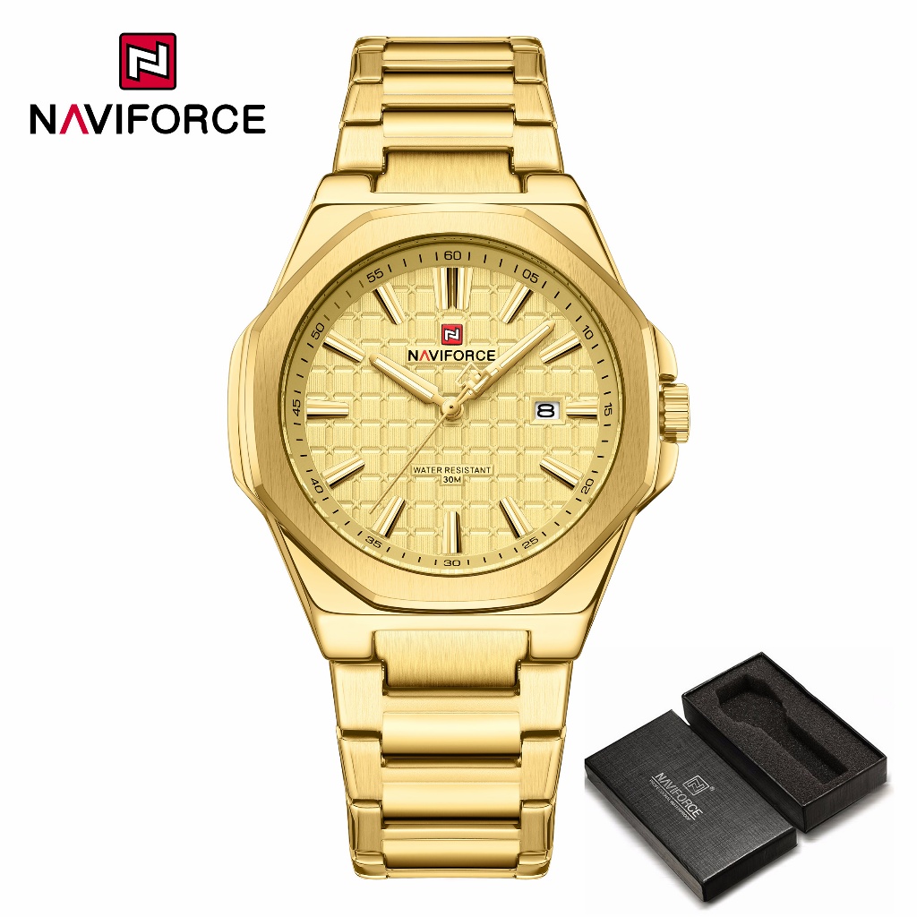 NAVIFORCE 9258 Relógio Masculino Simples Empresarial Com Pulseira De Aço Inoxidável À Prova D'água