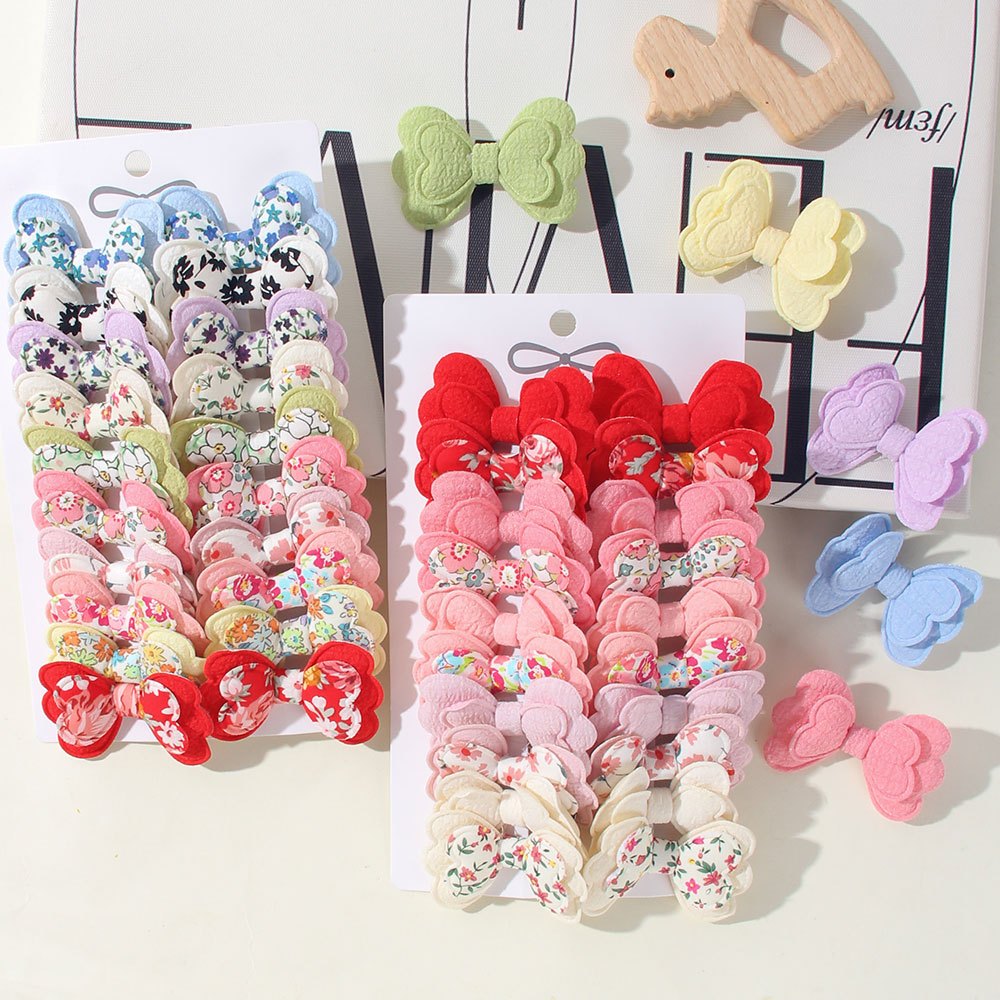 10/20 Pçs/Set Novo Bonito Dupla Camada Impresso Bowknot Grampos De Cabelo Para Crianças Artesanal Bebê Meninas Acessório em Oferta na Shopee