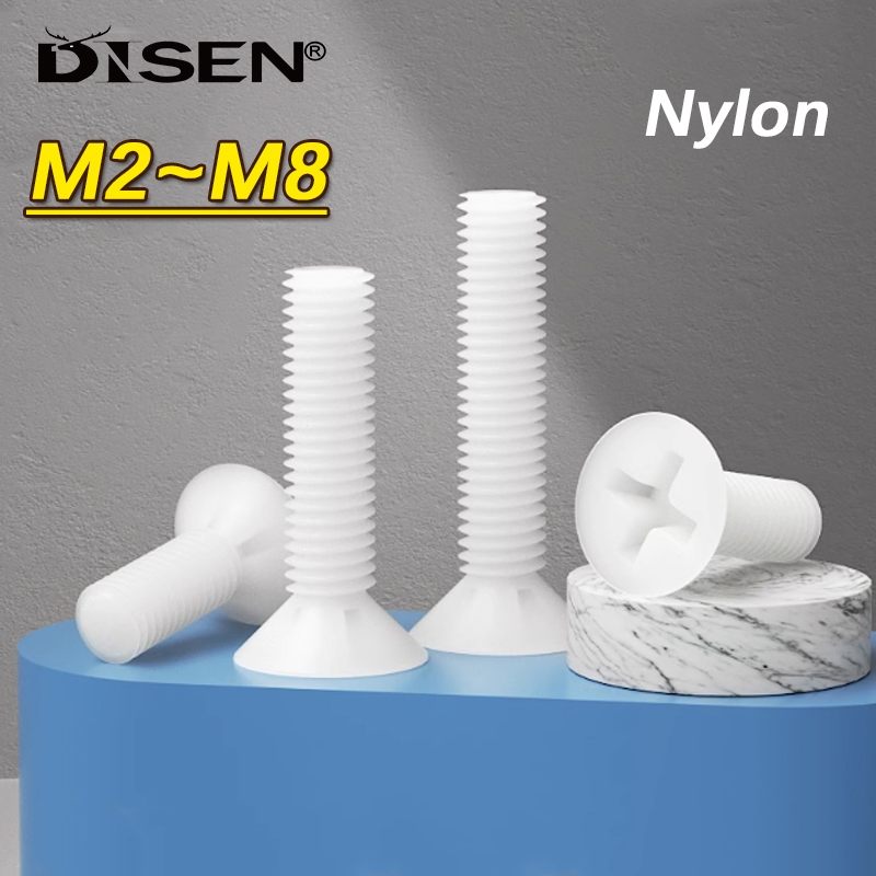 Parafusos De Cabeça Escareada Cruzados De Nylon De Plástico Branco Phillips Plana Parafuso M2 M2.5 M3 M4 M5 M6 M8 Compri em Oferta na Shopee