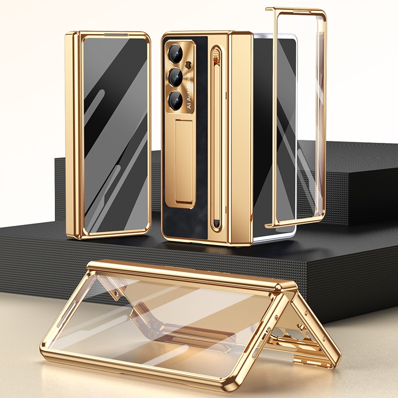 Capa ZFold7 Para Samsung Galaxy Z Fold 7 6 5 4 slot Caneta Shell Film Dobradiça De Suporte Integrada Totalmente Embrulha