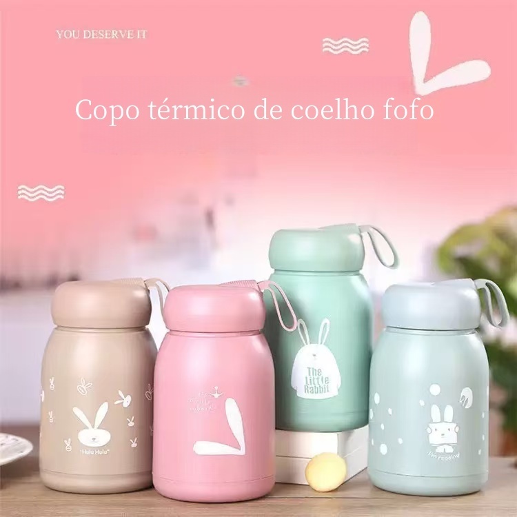 Garrafa Squeze de Vidro 300ml Coelho Garrafa de Vidro Água Suco MIMI