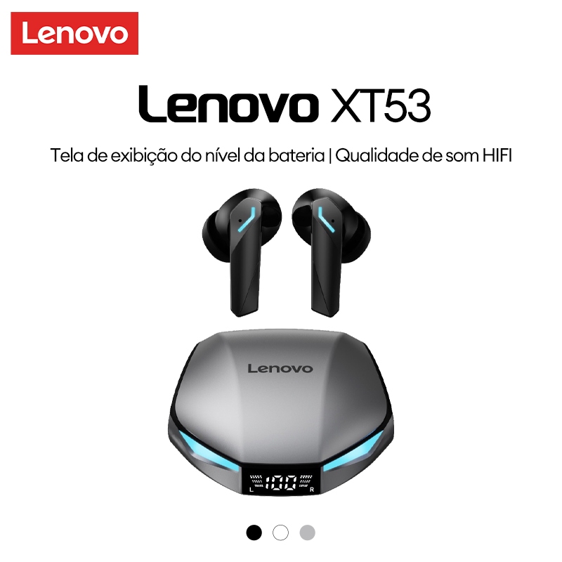 Lenovo XT53 Fones De Ouvido Bluetooth display Da Bateria Alta Fidelidade Som Estéreo Cancelamento Ruído À Prova Dwaterpr