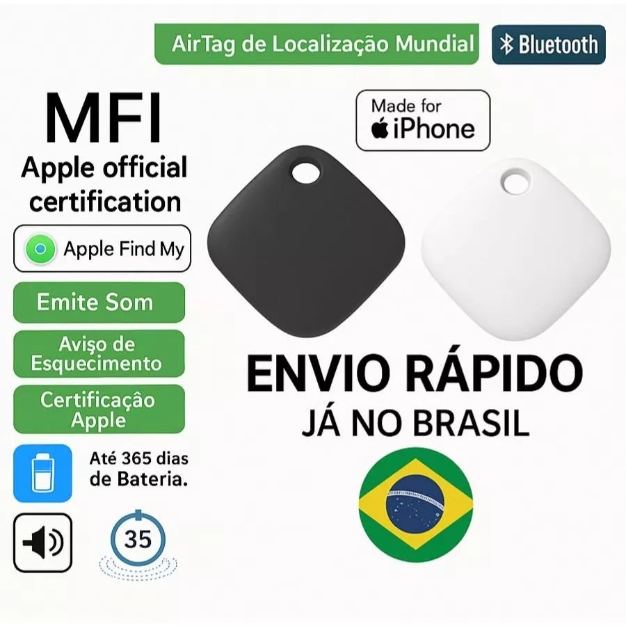Rastreador AirTag Smart Tag MFI Localizador GPS Mala Carro Moto Pet Criança Sem