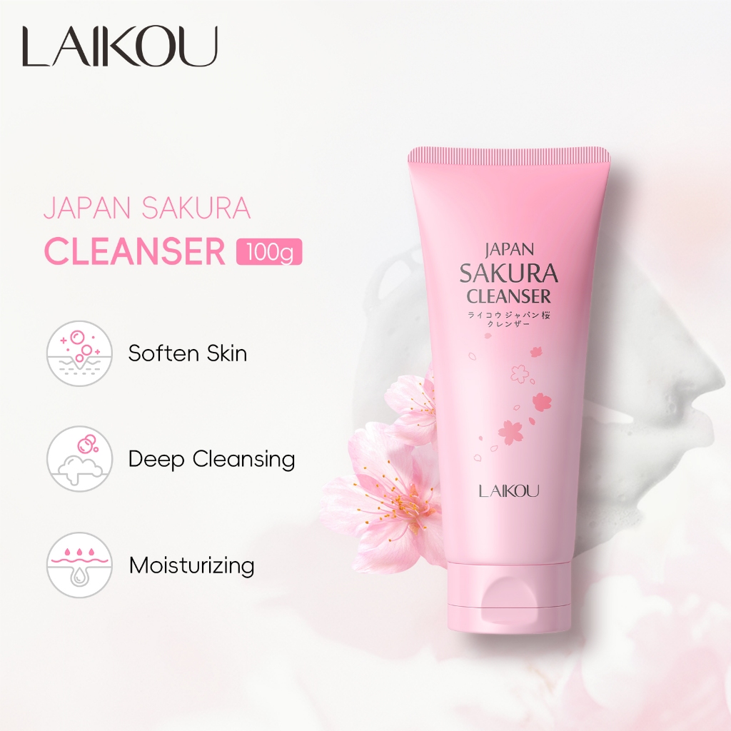 LAIKOU Japão Sakura Cleanser 100g Limpeza Profunda Hidratante Revelar Brilho Da Pele
