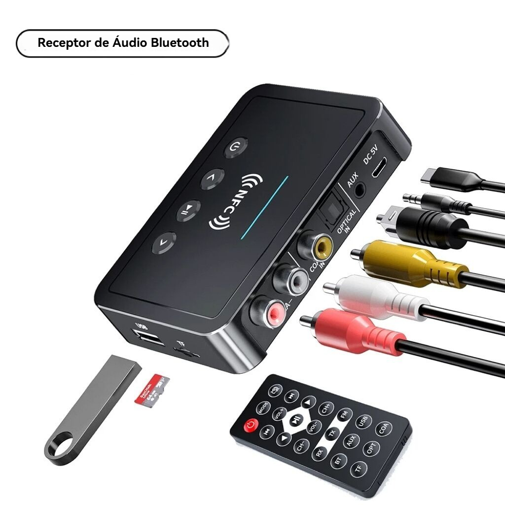 M6 NFC Bluetooth 5.3 Adaptador De Áudio 3.5 Mm Aux RCA SPDIF Receptor FM Sem Fio Transmissor Suporte TF em Oferta na Shopee