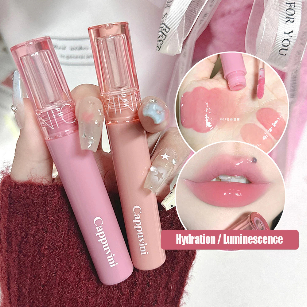 Cappuvini Jelly Mirror Glassy Hidratante Lip Gloss Batom Líquido Durável Mel Maquiagem