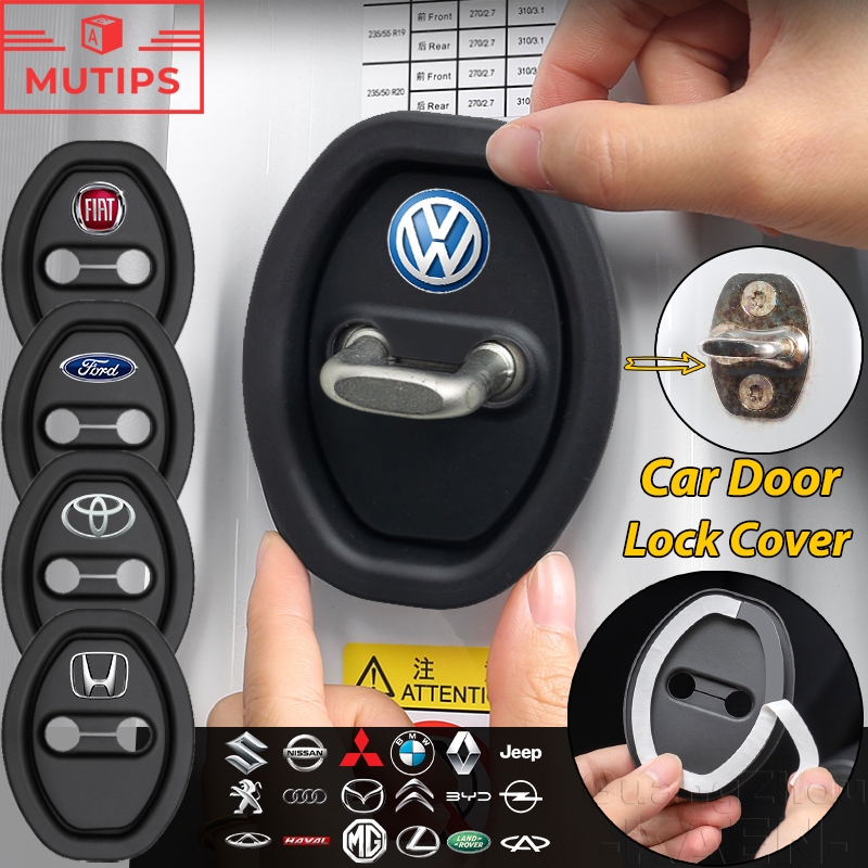 【MUTIPS】Capa Protetora Para Fechadura De Porta De Carro , Borracha De Silicone , Fivela , Amortecedor