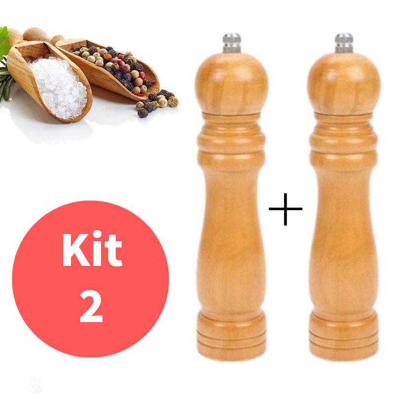2 Peças Moedores De Sal Pimenta Especiarias Em Madeira Premium em Oferta na Shopee