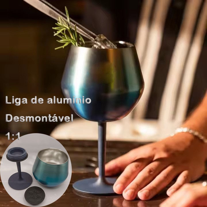 Taça Copo Térmico De Aço Inoxidável 2 Em 1 Para Gin Vinho Drink Bebidas 410ml em Oferta na Shopee
