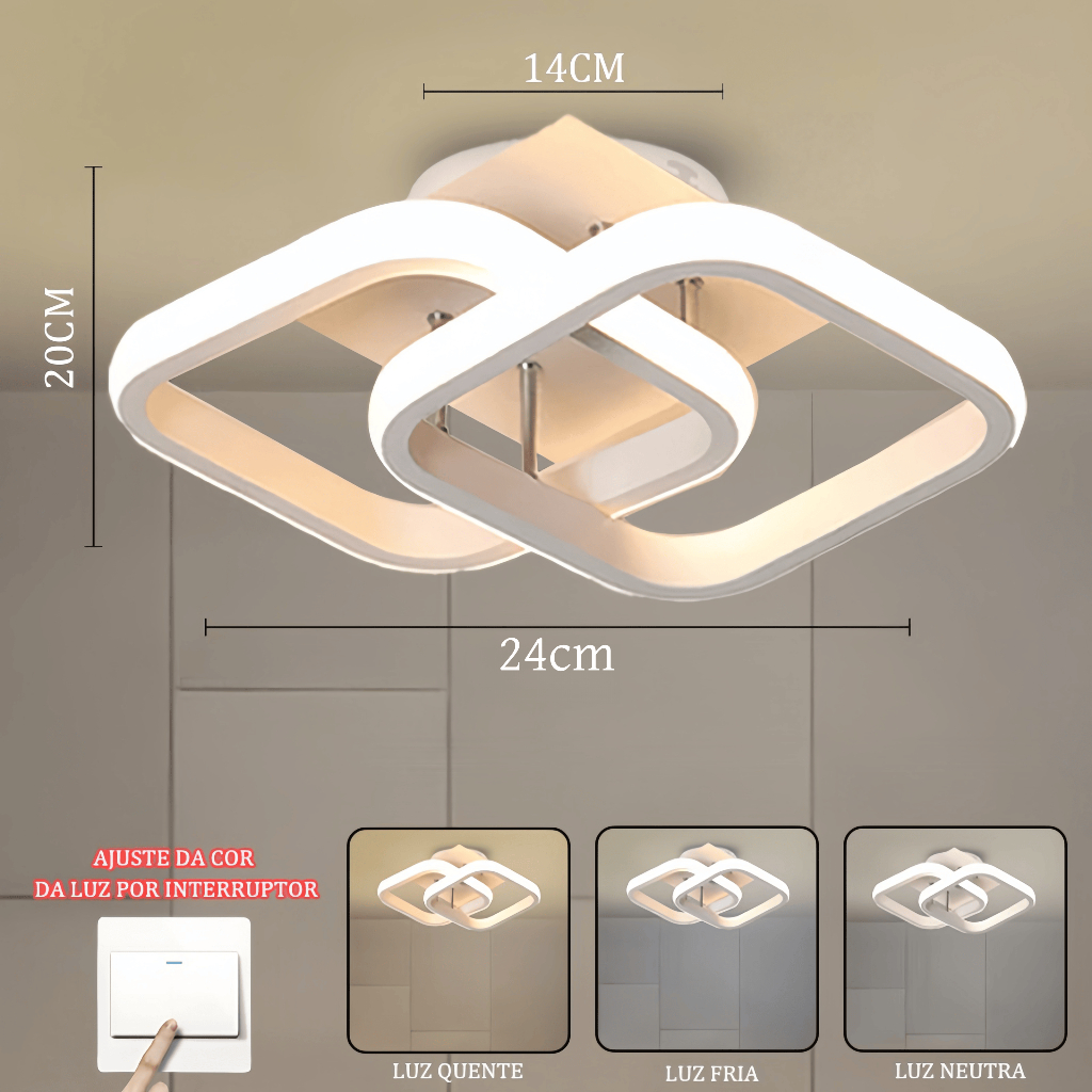 L�mpada De Teto Led Moderna Para Corredor  Sala De Estar  Quarto  Cozinha  3 Cores Em 1