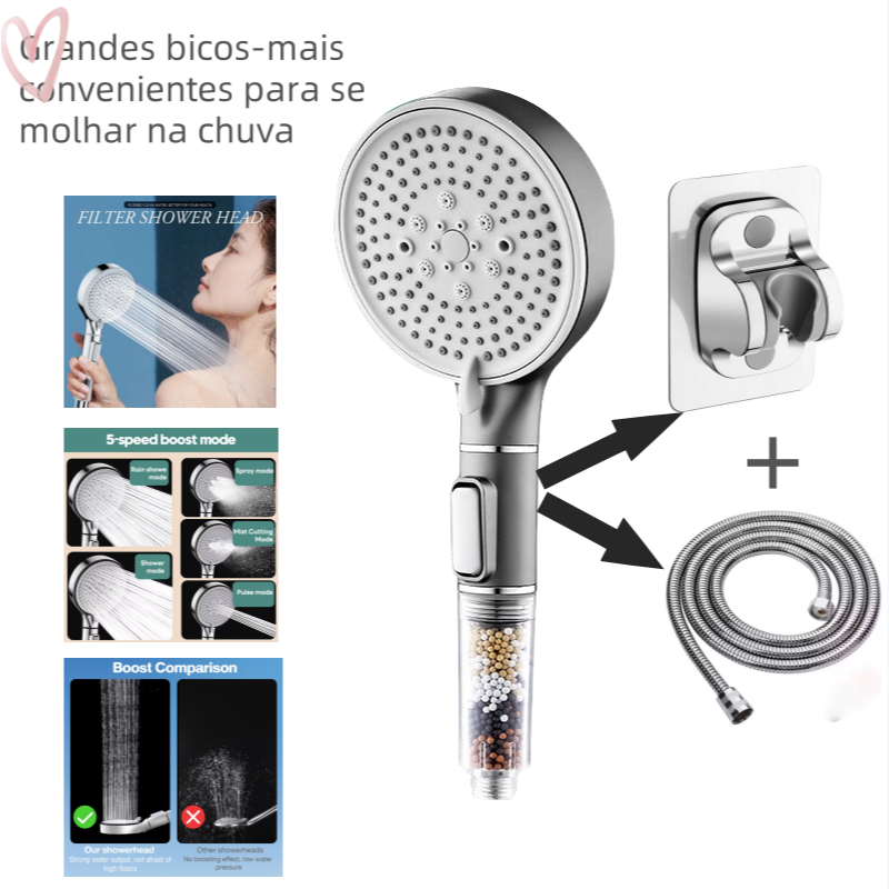 Chuveiro de alta pressão + filtro de íons para salão de beleza/barbeiro