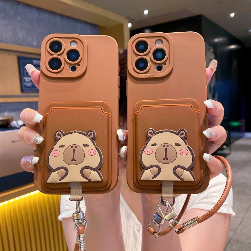Para Samsung A34 A35 A36 S25 S24 S23 S21 S20 FE S22 S26 Plus Ultra A53 A73 Caso De Telefone Capivara Titular Do Cartão C