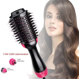 Escova 110V/220V para Cabelo Secador e Chapinha 2 em 1 - Alisa e Enrola em 5 Minutos