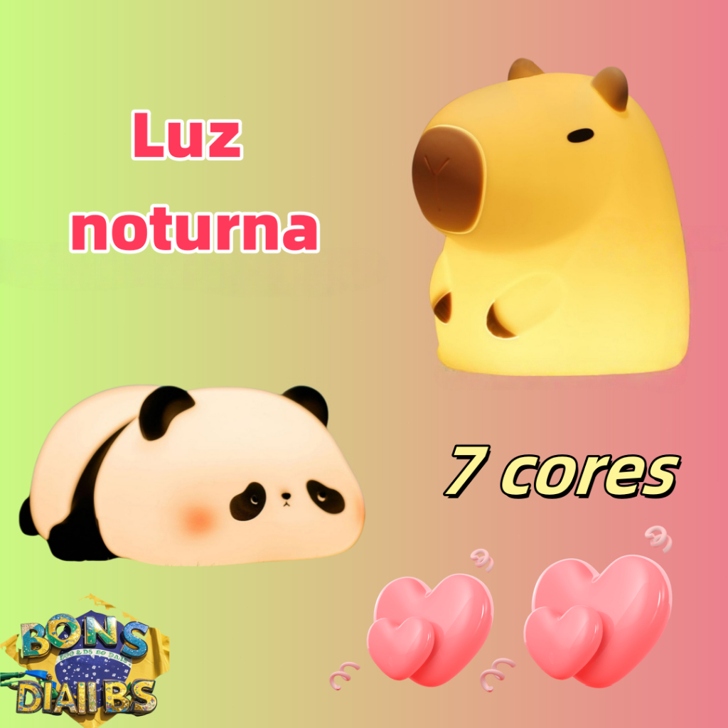 Luminária Capivara Sleep Night Light USB Luz Nocturna Recarregável