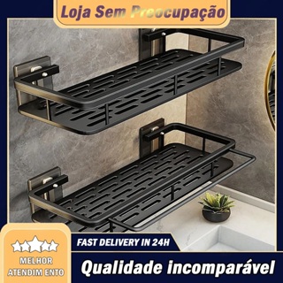 Suporte De Shampoo Organizador Alta qualidade Prateleiras De Banheiro Sem Furo Premium-Space Aluminium em Oferta na Shopee