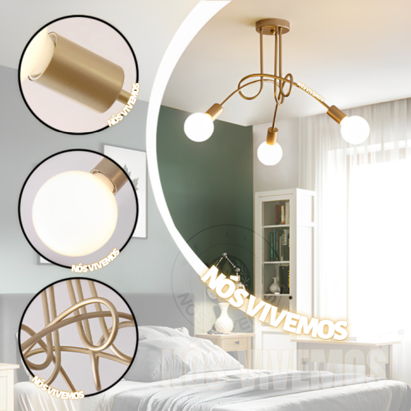 Luminária de Teto Plafon Assimétrico Laço 3 Lâmpadas E27 Lustre para sala salão cozinha em Oferta na Shopee