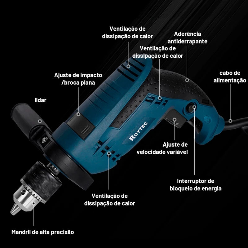 Parafusadeira e Furadeira Elétrica de Impacto Profissional 750W — foto 5