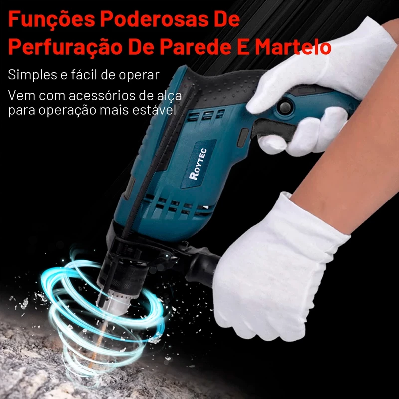 Parafusadeira e Furadeira Elétrica de Impacto Profissional 750W — foto 3