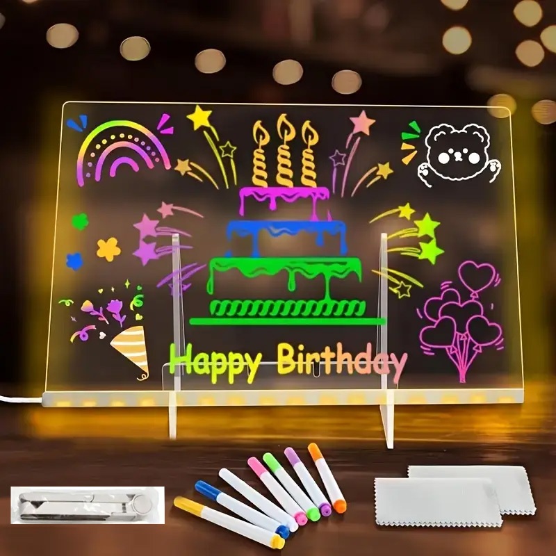 Luminária LED Escrever Abajur 3D 30x20 quadro de notas tela pra escrever decoração quarto sala casa em acrílico em Oferta na Shopee