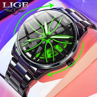 LIGE Relógio Oficial Relo Masculino Rotativo Roda Hub Dial Moda Tendência De Quartzo À Prova Dwaterproof Água Luminosa A