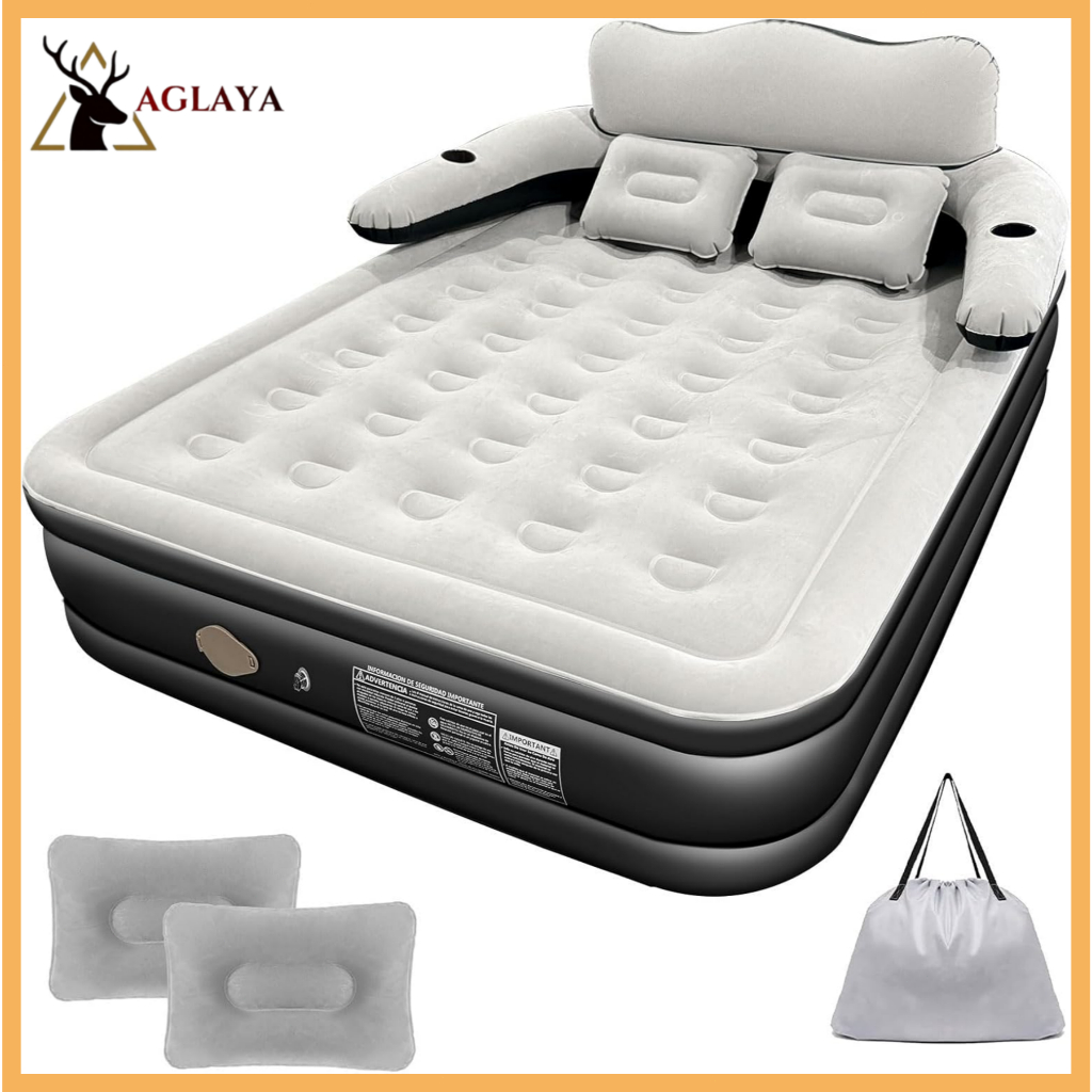 Colchão Inflável Queen Com Encosto Bomba Elétrica Embutida 203x152x46cm