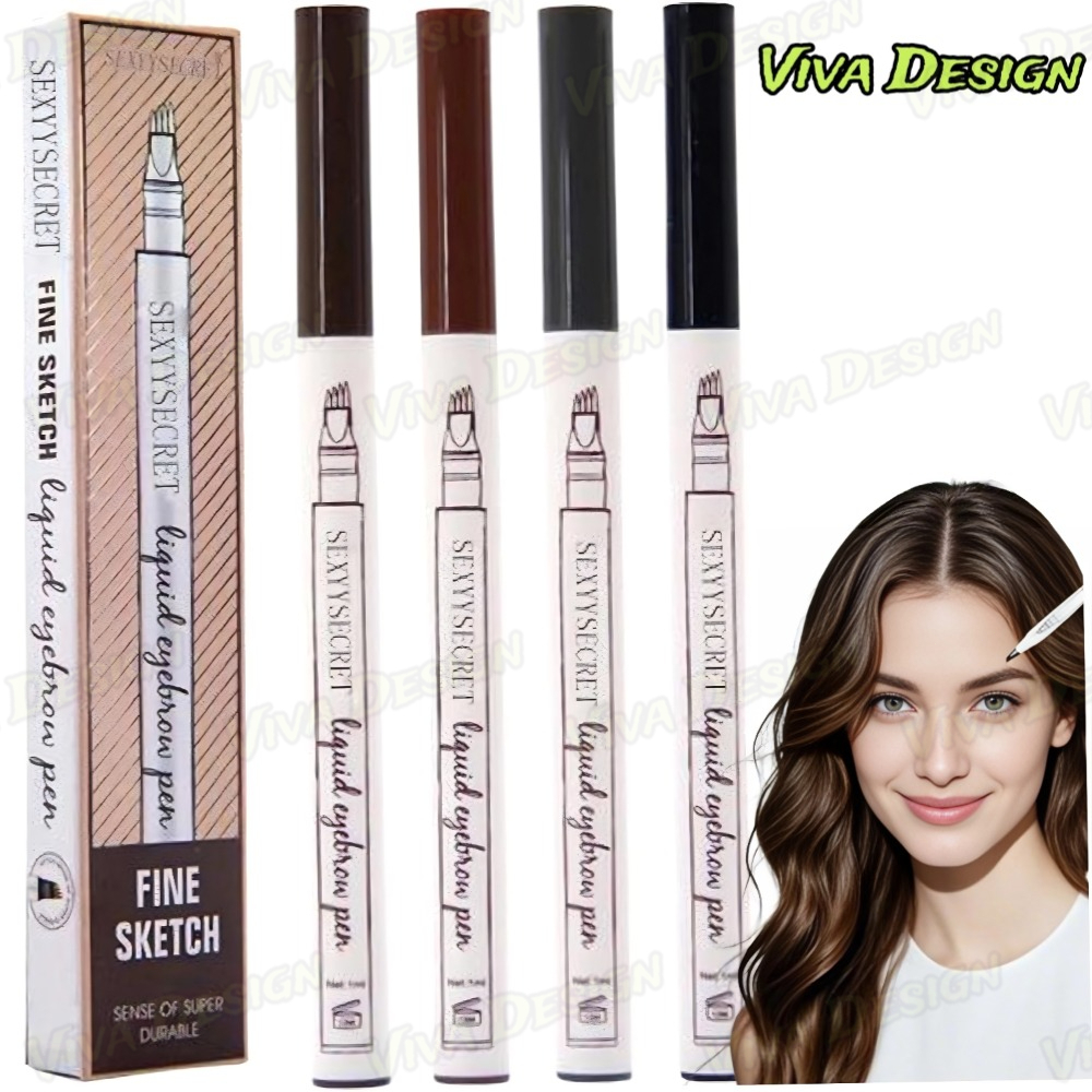 KIT3 Caneta de sobrancelha Henna Microblading Fio a Fio À Prova D'Água Lápis com 4 Pontas