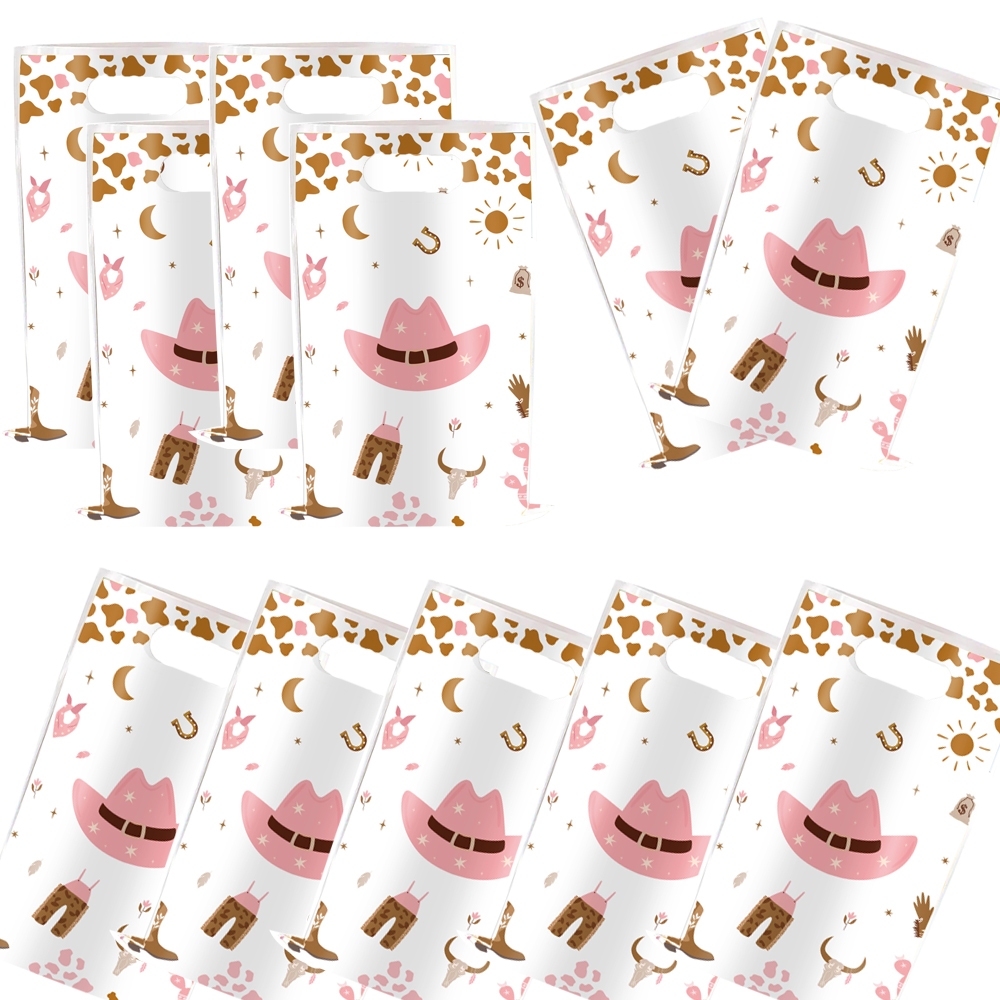 10-50 Pçs Ocidental Cowgirl Tema Presente Embalagem Saco Chapéu De Cowboy Doces Bolo Bolsa Para Menina Aniversário Despe em Oferta na Shopee