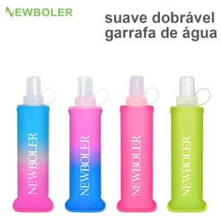 NEWBOLER 150ml 250ml 500ml Colorful Gradiente Soft Flask TPU Dobrável Silicone Garrafa De Água Esporte Ao Ar Livre Viaja