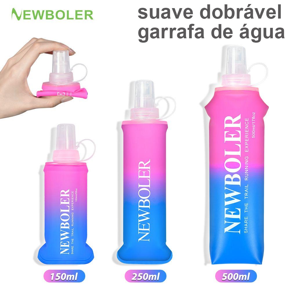 NEWBOLER 150ml 250ml 500ml Cor Gradiente Balão Macio TPU Silicone Dobrável Garrafa De Água Esporte Ao Ar Livre Viajar Co em Oferta na Shopee