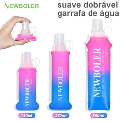 NEWBOLER 150ml 250ml 500ml Cor Gradiente Balão Macio TPU Silicone Dobrável Garrafa De Água Esporte Ao Ar Livre Viajar Co