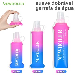 NEWBOLER 150ml 250ml 500ml Cor Gradiente Balão Macio TPU Silicone Dobrável Garrafa De Água Esporte Ao Ar Livre Viajar Co