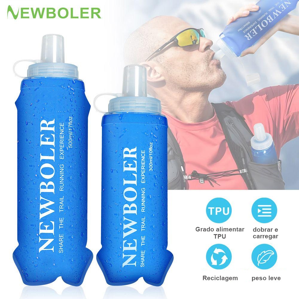 NEWBOLER 300ml 500ml Frasco Macio TPU Silicone Dobrável Garrafa De Água Esportes Ao Ar Livre Viagem Correndo Ciclismo Po em Oferta na Shopee