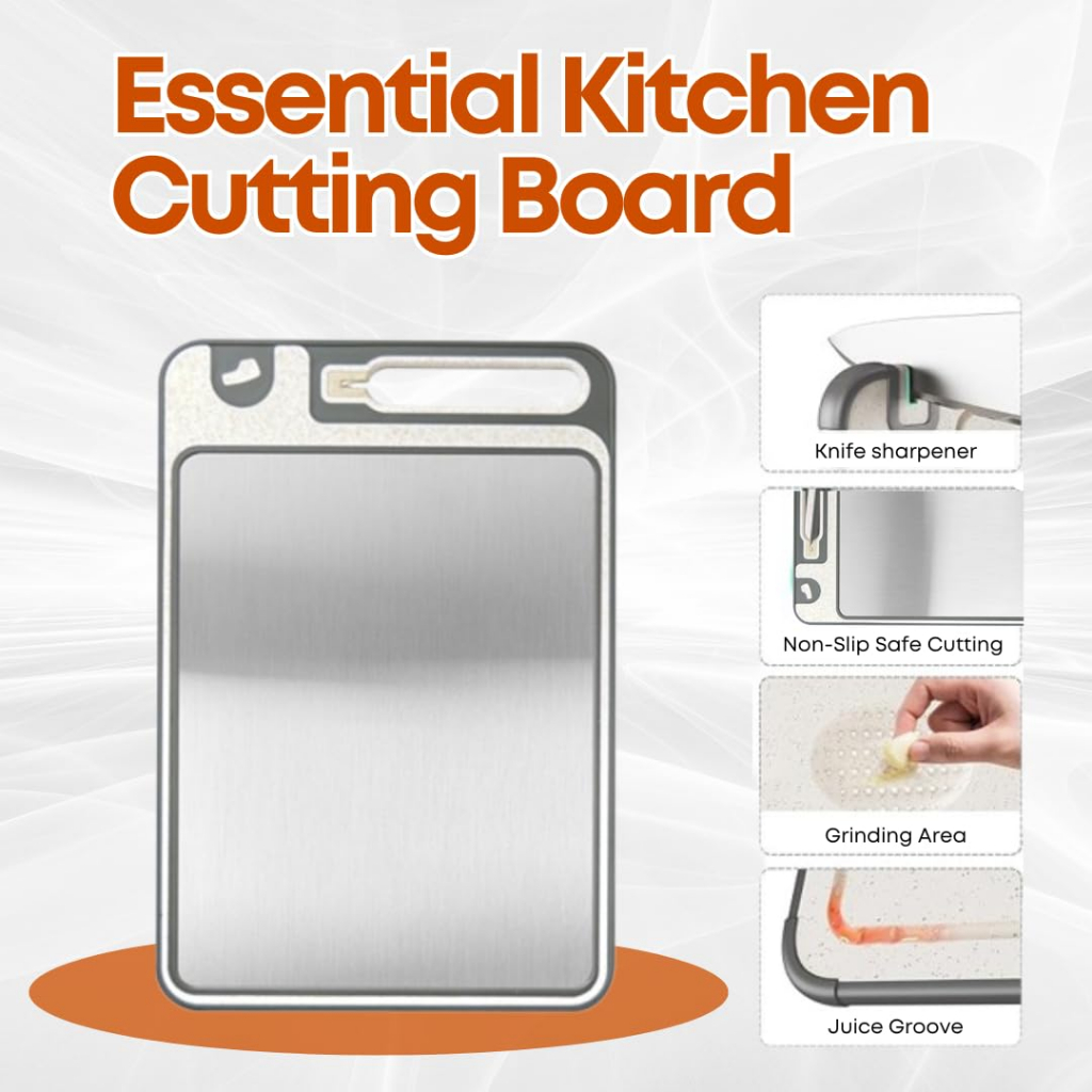 Tábua de corte dupla face de aço inoxidável Tábua de corte doméstica bege em Oferta na Shopee